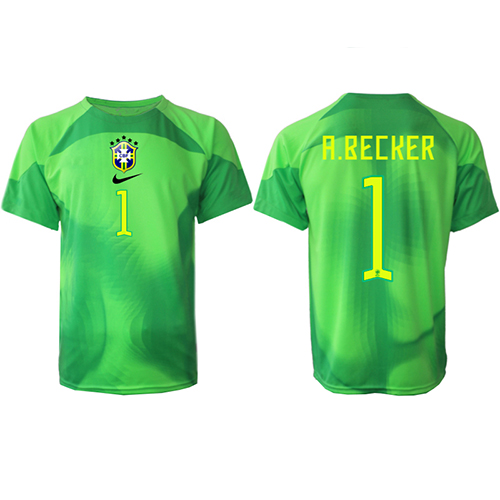 Brazil Alisson Becker #1 Goalkeeper Replica Away Shirt World Cup 2022 Short Sleeve